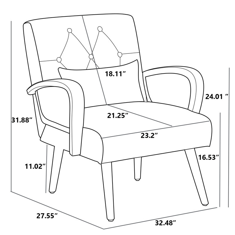 Oliver Iride 32.48" W Upholstered Armchair With Pillow and